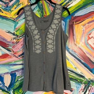 Prana grey button down boho tank grey